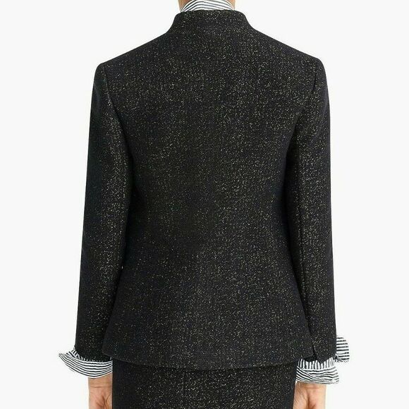J.Crew Womens Jacket Going Out Blazer Tinsel Tweed Wool Blend Lined Black Size 2 - Picture 3 of 12
